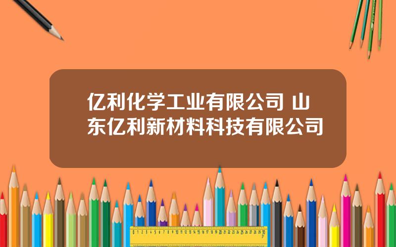 亿利化学工业有限公司 山东亿利新材料科技有限公司